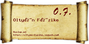 Oltyán Füzike névjegykártya